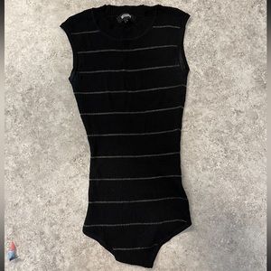 Black bodysuit with glitter lines
